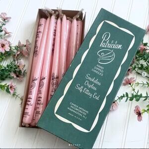 Vintage Patrician Smokeless Dripless Candles PINK 12 Inch New Old Stock Set x12